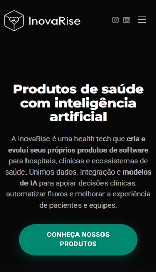 Site da Inova Rise: produtos de saúde com inteligência artificial